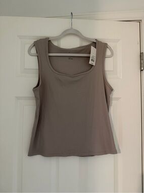 🔥 NWT A New Day Beige Ribbed Scoop Neck Tank Top | Size L